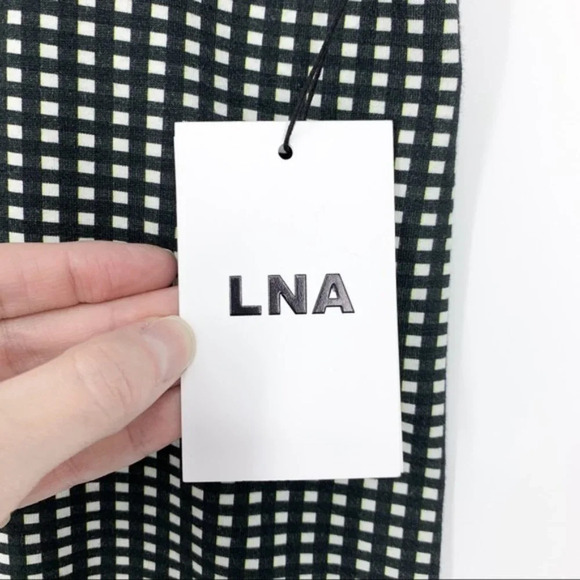 LNA Cher Biker Shorts in Green Checker Print NWT - Picture 9 of 10